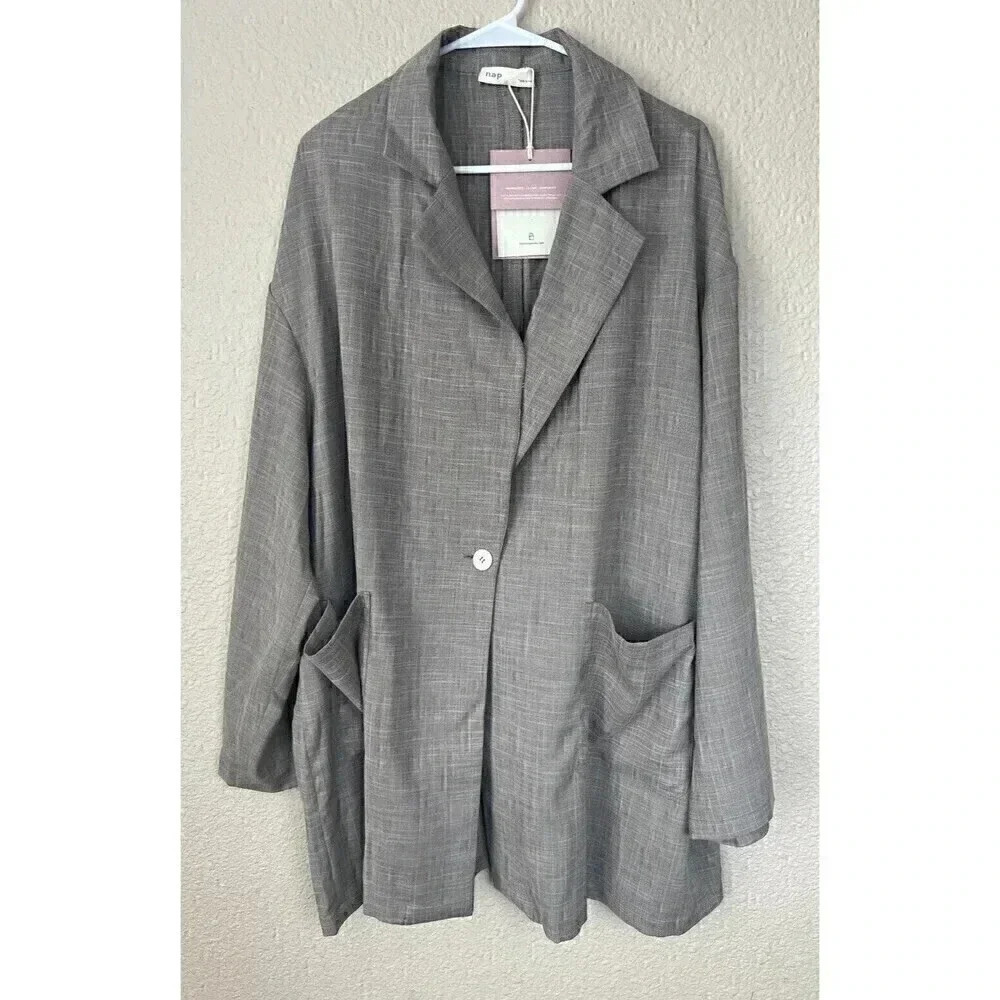 Nap Loungewear Womens Oversized One Button Blazer Size L Slouchy Loose Fit - Picture 6 of 16